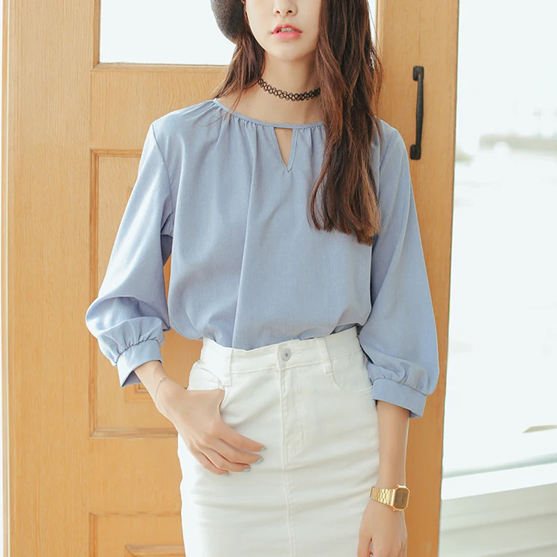 New Hot all-match Hollow collar casual spring and autumn thin solid color chiffon women shirt
New Hot all-match Hollow collar casual spring and autumn thin solid color chiffon women shirt
