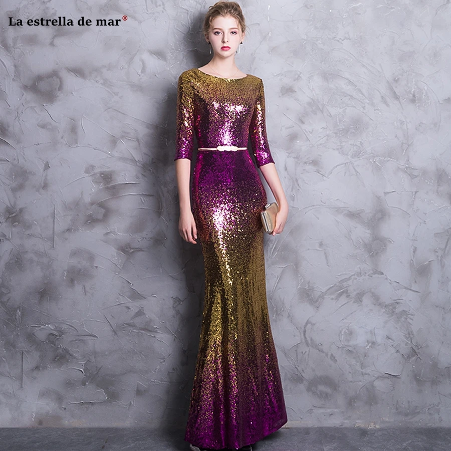 Vestido de formatura longo new gradient sequins gold royal blue red half sleeve sexy mermaid prom dresses pretty evening gow 
Vestido de formatura longo new gradient sequins gold royal blue red half sleeve sexy mermaid prom dresses pretty evening gow