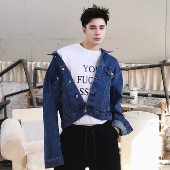 Fashion High Street Style Men's Short Denim Jacket Tide Couple Coat Casual Wild Outwear Male Color Black and Blue
Fashion High Street Style Men's Short Denim Jacket Tide Couple Coat Casual Wild Outwear Male Color Black and Blue