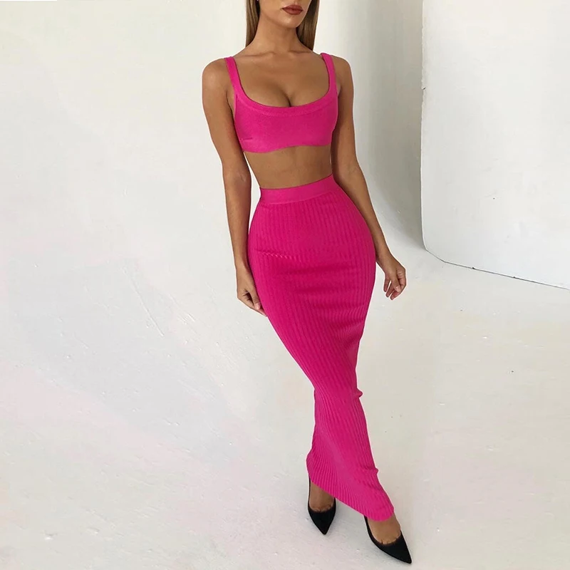 Sexy Femme 2pcs Women Spring Summer Ribbed Crop Top And Bodycon Skirts Set Matching Suits Female Two Pieces Outfits
Sexy Femme 2pcs Women Spring Summer Ribbed Crop Top And Bodycon Skirts Set Matching Suits Female Two Pieces Outfits