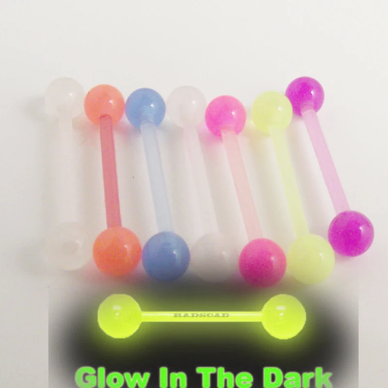 5 Pieces/lot 14G Soft Bioplastic Glow In The Dark Tongue Ring Tongue Nail Rings Industrial Barbell Nipple Body Piercing Jewelry
5 Pieces/lot 14G Soft Bioplastic Glow In The Dark Tongue Ring Tongue Nail Rings Industrial Barbell Nipple Body Piercing Jewelry