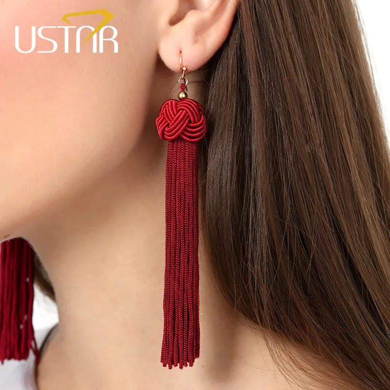 USTAR Long Tassel Earrings for Women Handmade Weave fringed Earrings female 2018 Fashion Dangle Jewelry hanging oorbellen gifts
USTAR Long Tassel Earrings for Women Handmade Weave fringed Earrings female 2018 Fashion Dangle Jewelry hanging oorbellen gifts