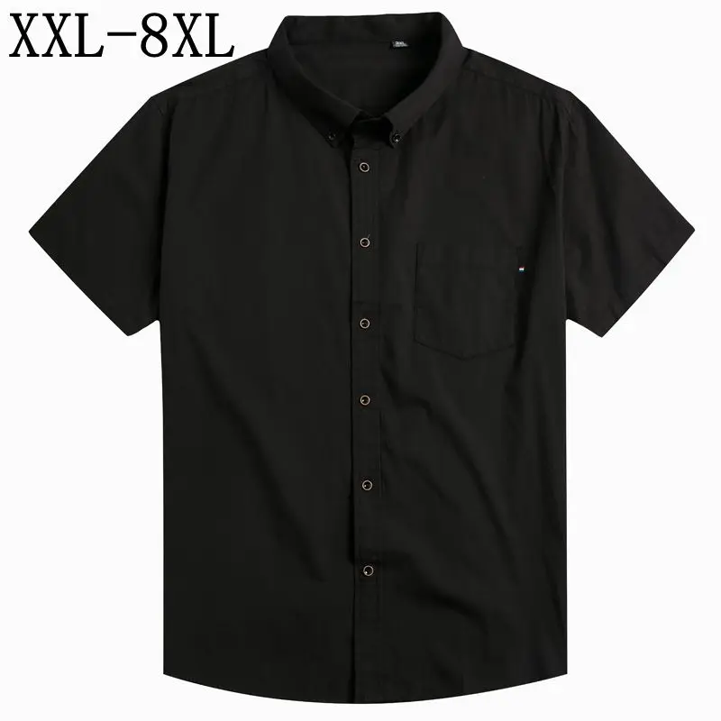 

6XL 7XL 8XL 2018 New Brand Men Shirt Loose Short Sleeve Oxford Shirts Casual 100% Cotton Mens Social Shirts Chemise Homme