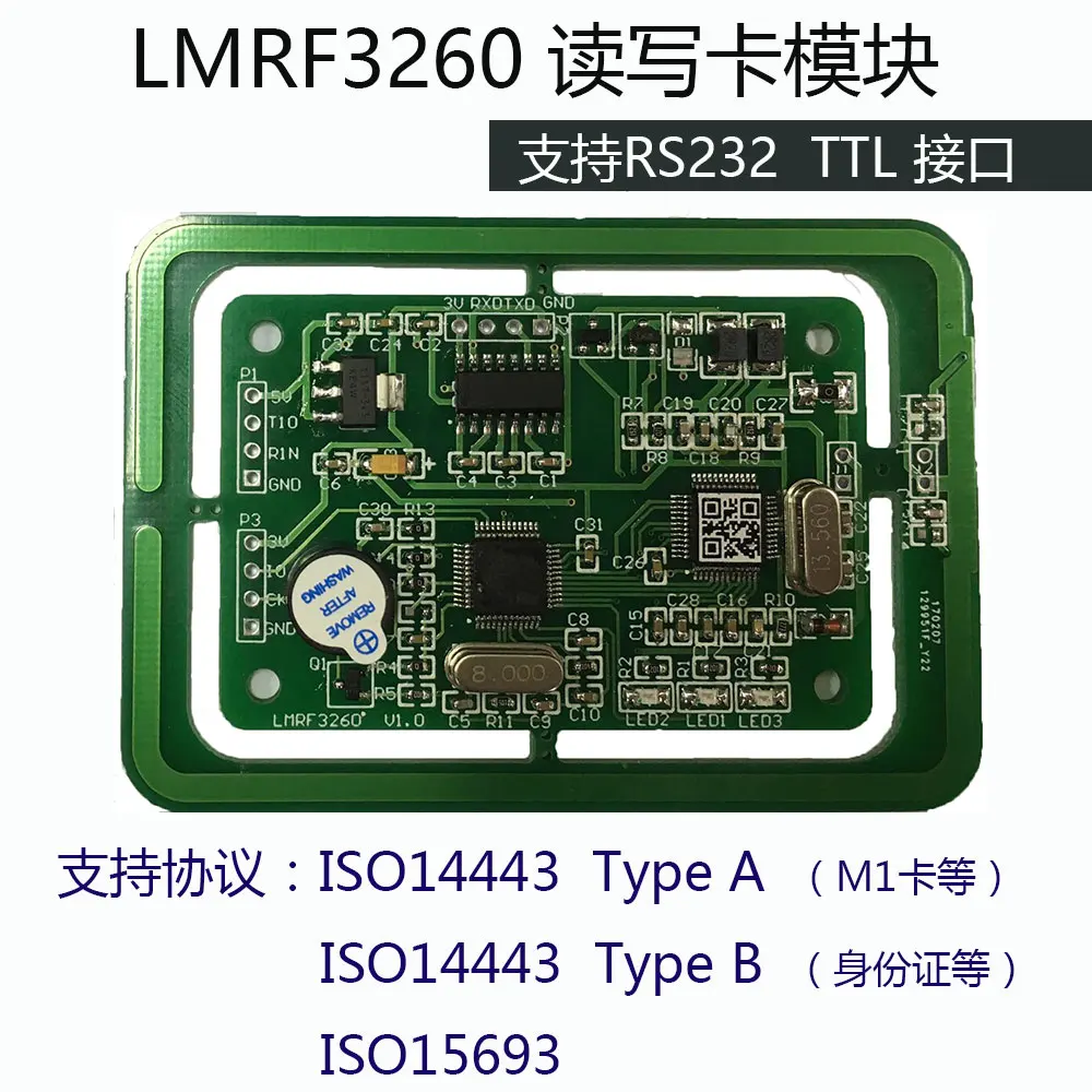 RFID Multi Protocol Card Reader Module LMRF3260 Development Module, Support UART, TTL Interface
RFID Multi Protocol Card Reader Module LMRF3260 Development Module, Support UART, TTL Interface