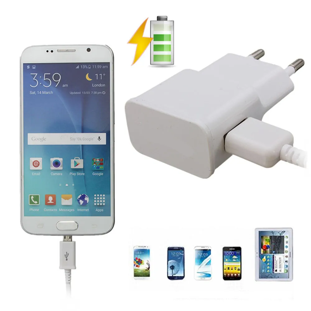 

Micro USB EU Plug 5v 2A Cable Wall Charger fast charging Adapter For Samsung Galaxy S3 S4 S6 WH