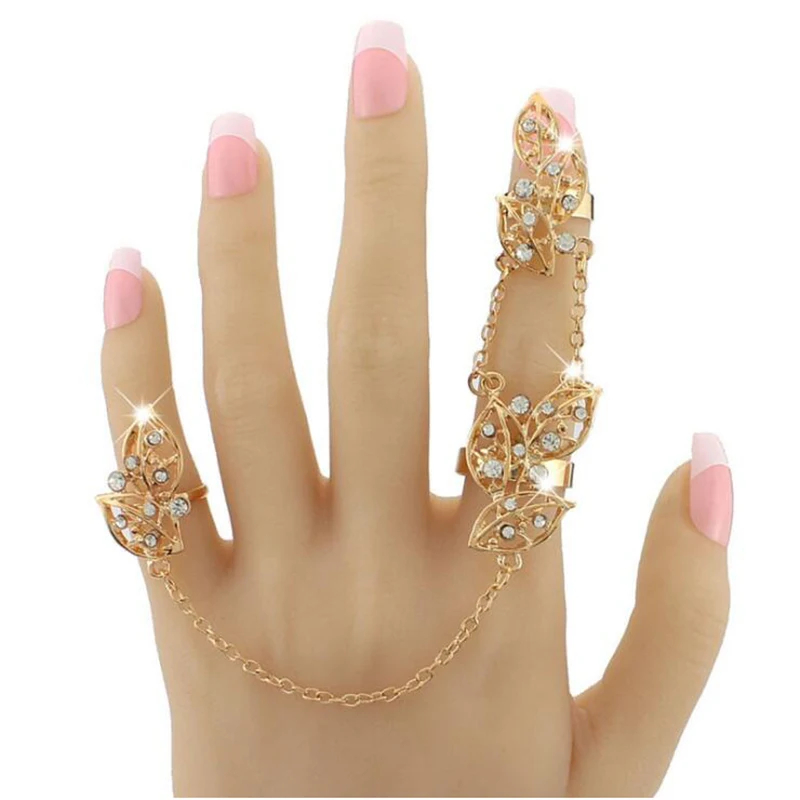 New fashion accessories jewelry full rhinestone leaf design double finger chain link ring set for women girl nice gift ND1205
New fashion accessories jewelry full rhinestone leaf design double finger chain link ring set for women girl nice gift ND1205