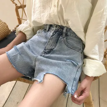 Women Hot Distressed Short Jeans Summer High Waist Thin Loose Light Blue Denim Shorts Female Wide Leg Sexy Top Shop Ripped Jeans
Women Hot Distressed Short Jeans Summer High Waist Thin Loose Light Blue Denim Shorts Female Wide Leg Sexy Top Shop Ripped Jeans