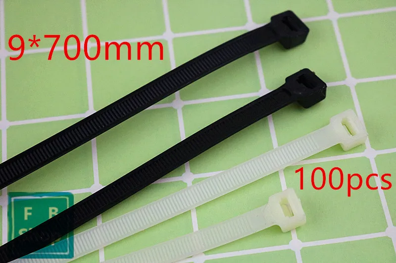 100Pcs/pack 9*700mm Black And W Color Factory Standard Self-locking Plastic Nylon Cable Ties
100Pcs/pack 9*700mm Black And W Color Factory Standard Self-locking Plastic Nylon Cable Ties