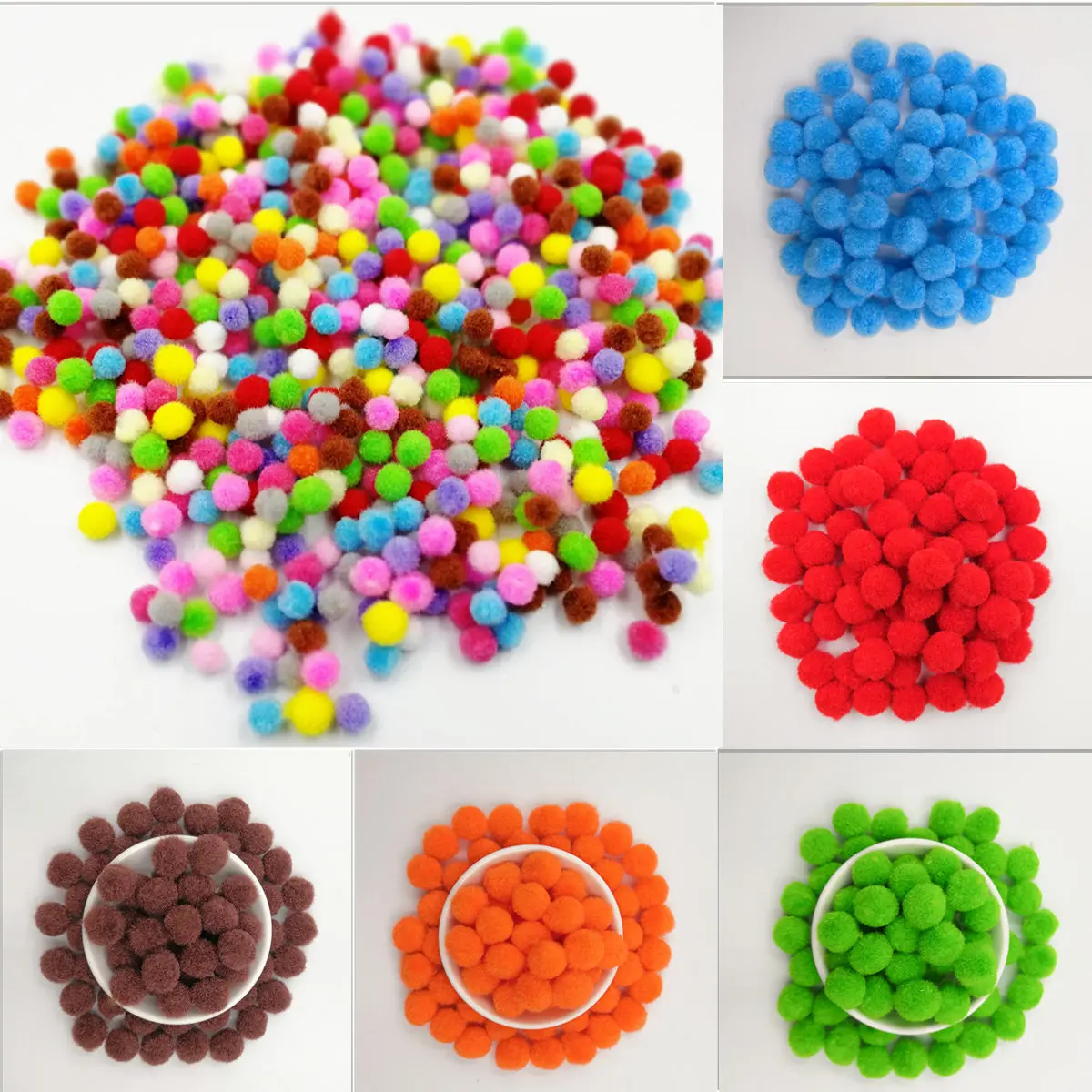 

120pcs/lot 10mm Pompom Soft Pompones Fluffy Plush Craft Multicolor Pom Poms Ball Furball Home Decor Kids Toys DIY Supplies