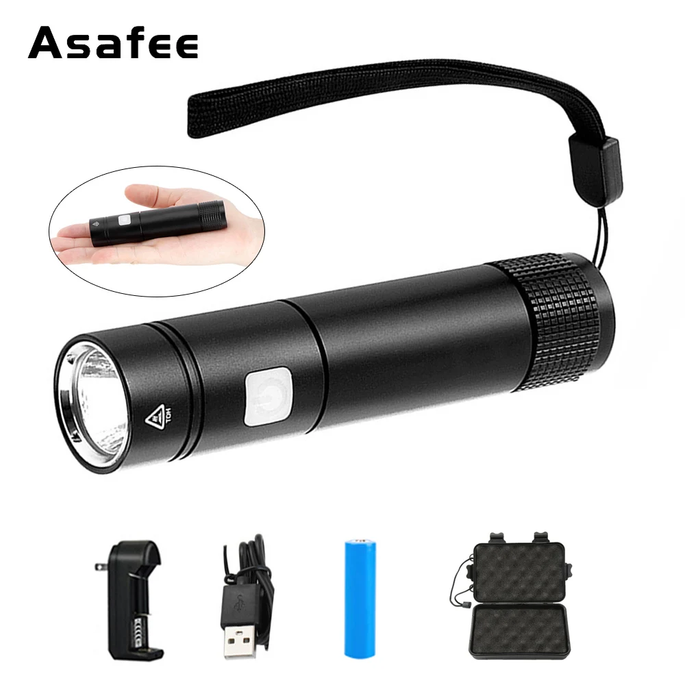 Asafee Mini Cree XM-L U2 LED Flashlight 18650 Rechargeable Torch Waterproof lanterna for Hiking Camping | Освещение