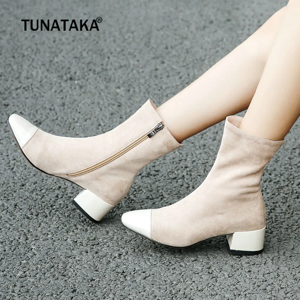 Fashion Square Toe Boots Women Flock Leather Thick Heel Ankle Boots Zipper Ladies Boots Autumn Winter Woman Shoes Plus Size 2018
Fashion Square Toe Boots Women Flock Leather Thick Heel Ankle Boots Zipper Ladies Boots Autumn Winter Woman Shoes Plus Size 2018
