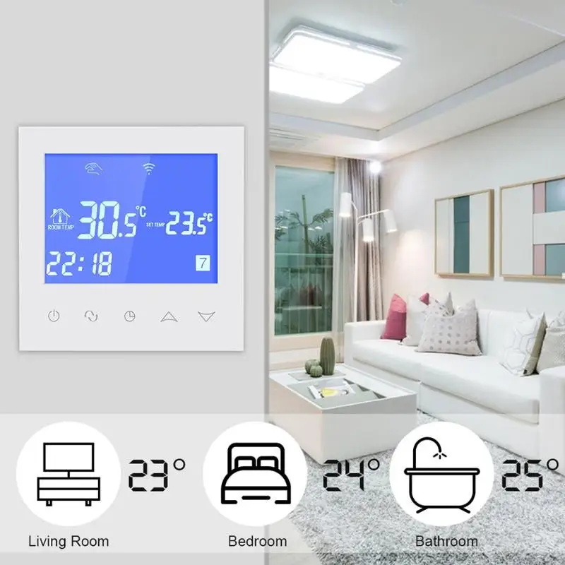 LCD Touch Screen Digital Wireless Temperature Thermostat Room Underfloor Wifi Heating Controller Thermoregulator
LCD Touch Screen Digital Wireless Temperature Thermostat Room Underfloor Wifi Heating Controller Thermoregulator