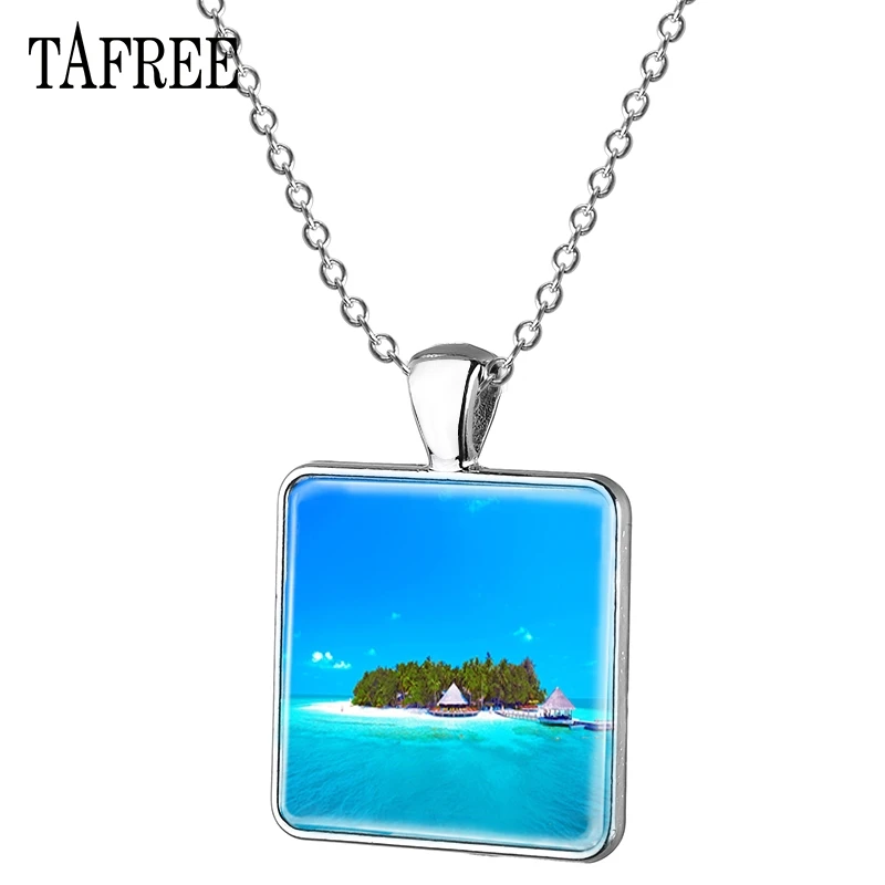 TAFREE Maldives Scenery Picture Necklace Fashion Man Woman silver plated Square Pendant Necklaces lover Romantic Jewelry FA736
TAFREE Maldives Scenery Picture Necklace Fashion Man Woman silver plated Square Pendant Necklaces lover Romantic Jewelry FA736