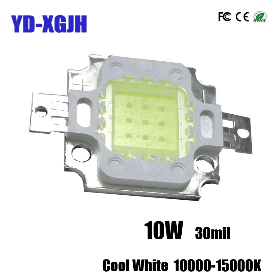 

LED high power integrated lamp bead 10W cold white light 10000-15000K 30mil chip 900-1000lm 9-11v 1000ma floodlight spotlight