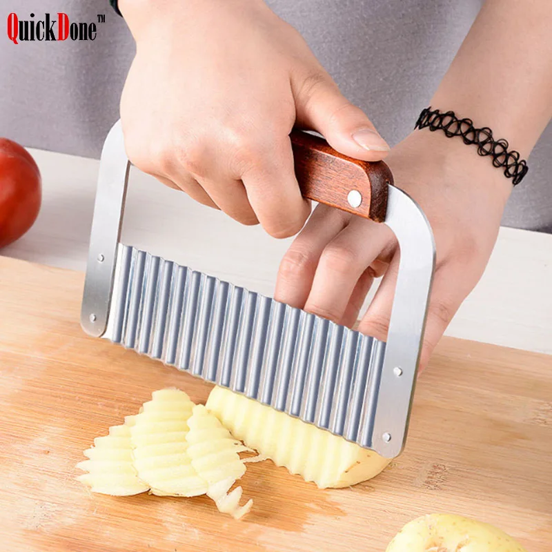 QuickDone Stainless Steel Wavy Potato Slicer Wood Handle Vegetable Peeler Fruit Cutter Kitchen Gadget Cutting Tools AKC6055
QuickDone Stainless Steel Wavy Potato Slicer Wood Handle Vegetable Peeler Fruit Cutter Kitchen Gadget Cutting Tools AKC6055