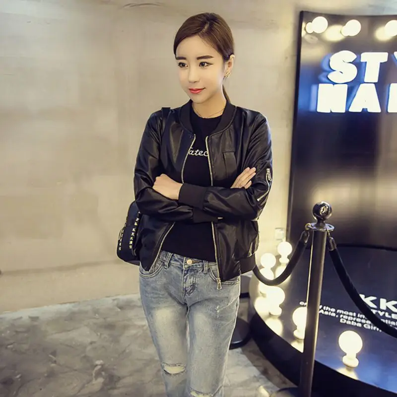 Women Slim Long Sleeve Tops Fit Zipper Round Collar Neck Baseball Style Female Jackets Short Black Ladies Coat
Women Slim Long Sleeve Tops Fit Zipper Round Collar Neck Baseball Style Female Jackets Short Black Ladies Coat