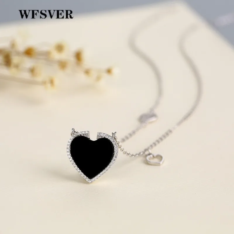 WFSVER Korea Style 925 Sterling Silver Heart Black Agate Pendant Necklace For Women Anniversary Pendant Necklace Fine Jewelry
WFSVER Korea Style 925 Sterling Silver Heart Black Agate Pendant Necklace For Women Anniversary Pendant Necklace Fine Jewelry