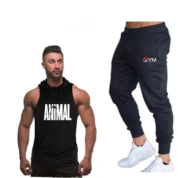 2019 Brand mens sleeveless shirts Summer Cotton Men's Hooded vest +trousers gyms Bodybuilding Undershirt Fitness tanktops Suit
2019 Brand mens sleeveless shirts Summer Cotton Men's Hooded vest +trousers gyms Bodybuilding Undershirt Fitness tanktops Suit