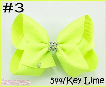 

free shipping 30pcs 5-6'' Large funky neon color signature hair bow boutique hair bows RHINESTONE SUMMER HOLIDAYS hair clips