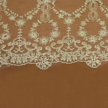 Вышитая белая ткань золотая линия кружевная обрезка сетка с