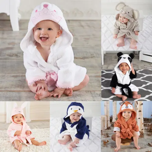 Fashion Boy Girl Animal Bathrobe Baby Hooded Bath Towel Infant Bathing Honey | Мать и ребенок