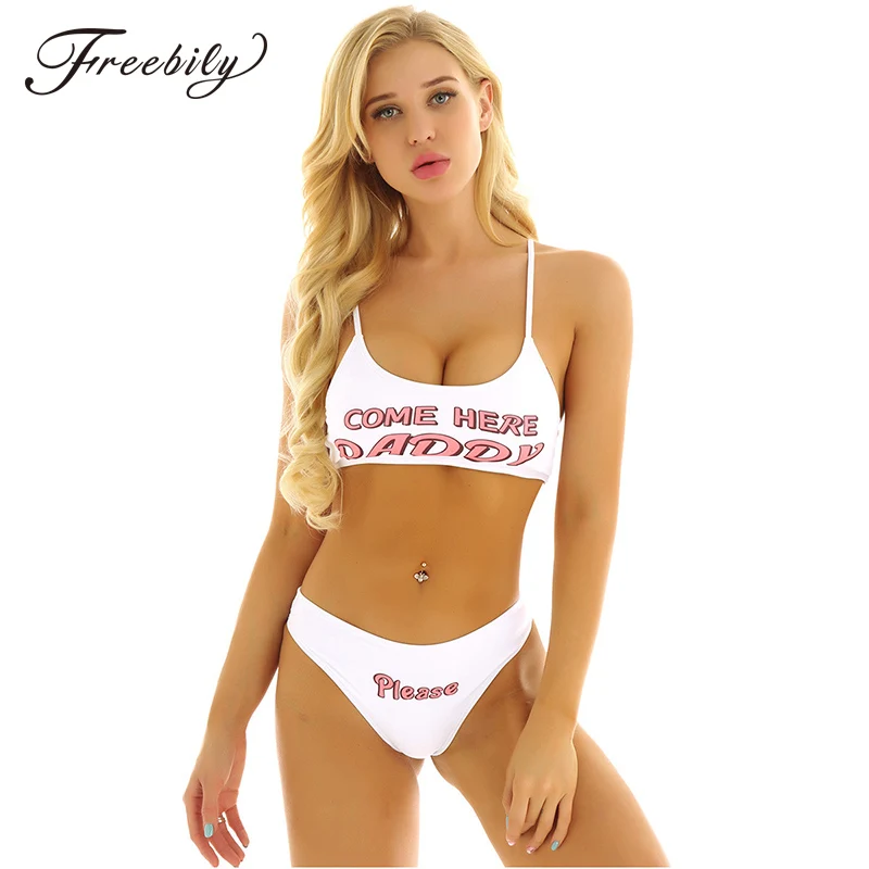 Womens Yes Daddy Printed Mini Camisole Bra Crop Tops with Briefs Underwear Set Anime Cosplay Costumes Bikini Swimsuit Swimwear
Womens Yes Daddy Printed Mini Camisole Bra Crop Tops with Briefs Underwear Set Anime Cosplay Costumes Bikini Swimsuit Swimwear