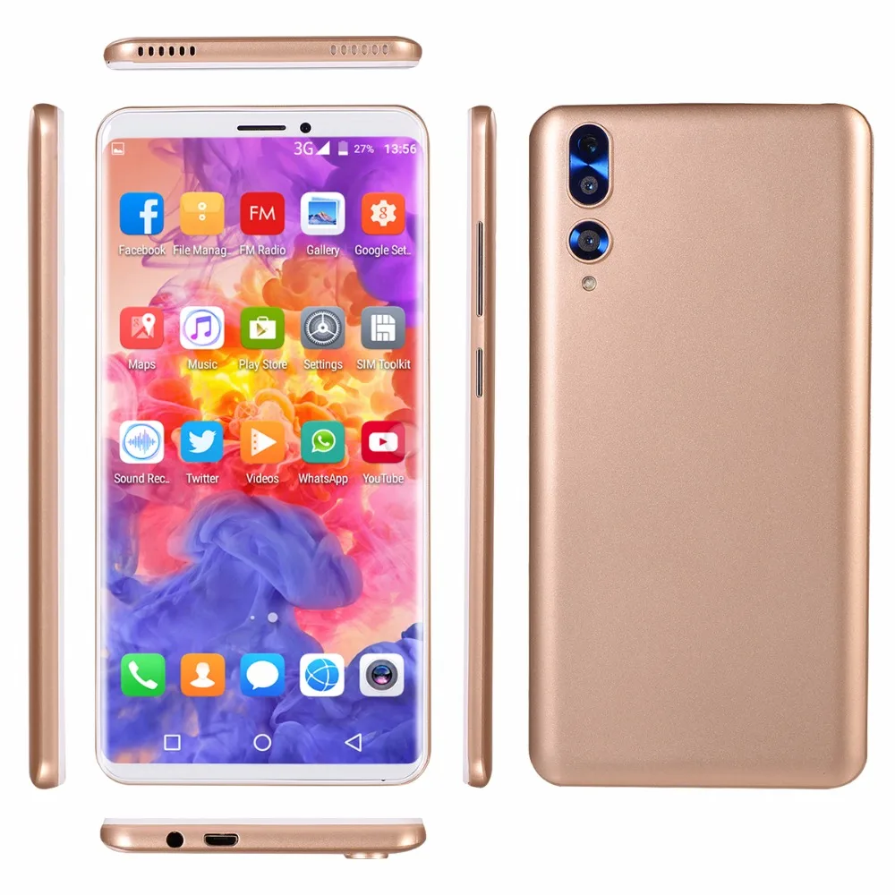 

Original GuoPhone P20 Pro Mobile Phone MTK6580 Quad Core Android 6.0 5.8" IPS 854x480 512MB RAM 4GB ROM Dual Sim Dual Camera