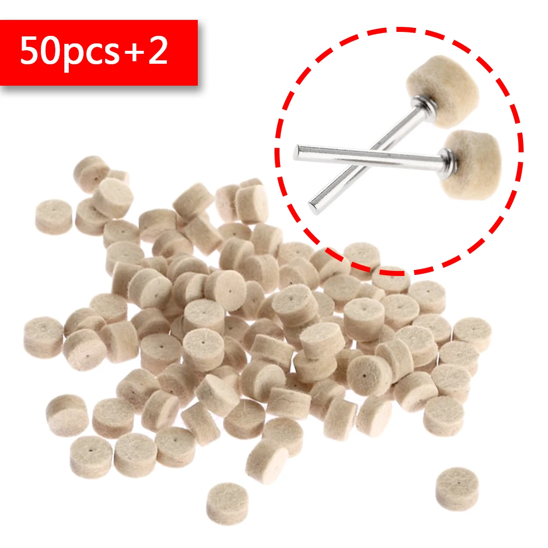 50pcs Rotary Tool Wool Felt Polishing Buffing Wheel 25mm Grinding Polishing Pad+2Pcs 3.2 mm Shanks for Dremel Accessories
50pcs Rotary Tool Wool Felt Polishing Buffing Wheel 25mm Grinding Polishing Pad+2Pcs 3.2 mm Shanks for Dremel Accessories