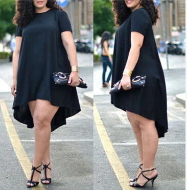 2018 Europe and the United States large size dress women casual round neck short-sleeved dress summer black
2018 Europe and the United States large size dress women casual round neck short-sleeved dress summer black