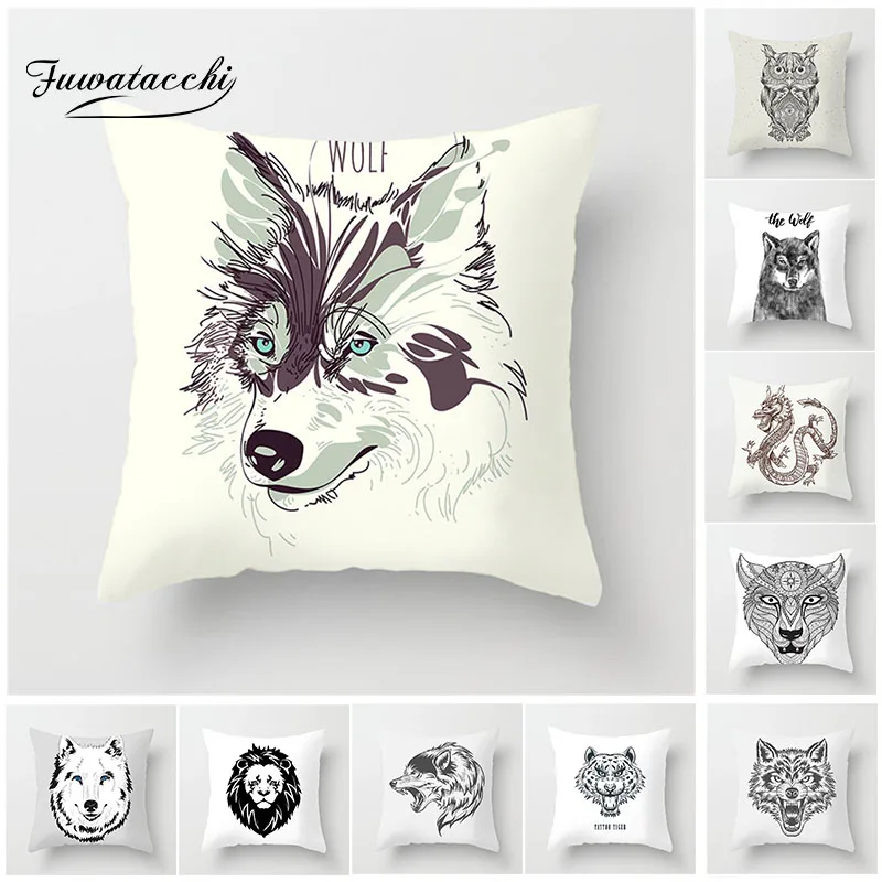 Fuwatacchi Totem Animal Cushion Cover Printed Lion Wolf Dragon Owl Lizard Pillow Cover Decorative Home Sofa White Pillowcases
Fuwatacchi Totem Animal Cushion Cover Printed Lion Wolf Dragon Owl Lizard Pillow Cover Decorative Home Sofa White Pillowcases