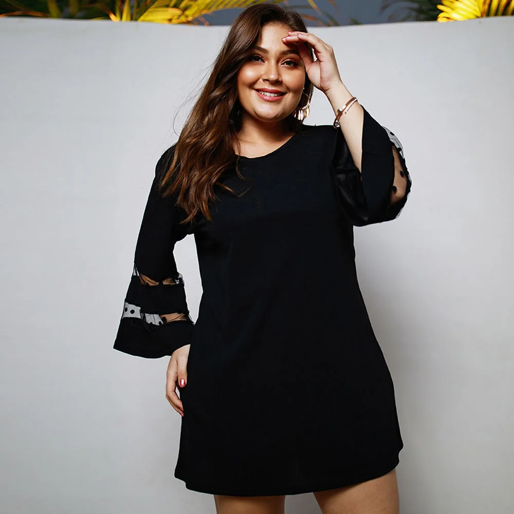 Plus Size 3XL 4XL Women Clothing 2019 Summer Solid Black Fashion Flare Sleeve O Neck Casual Dress Large Size Big Size Mini Dress
Plus Size 3XL 4XL Women Clothing 2019 Summer Solid Black Fashion Flare Sleeve O Neck Casual Dress Large Size Big Size Mini Dress