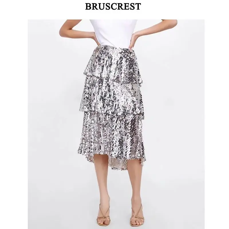 Elegant ruffles Silver sequin skirts womens long skirt Streetwear Punk high waist skirt korean club party midi skirt 2019 faldas
Elegant ruffles Silver sequin skirts womens long skirt Streetwear Punk high waist skirt korean club party midi skirt 2019 faldas