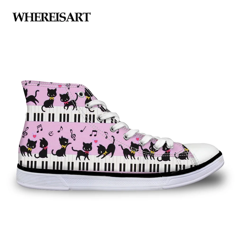 WHEREISART Cartoon Cute Pet Cat with Piano Music Note Sneakers High Top Classic Women Canvas Vulcanize Shoes Woman Ladies Flats
WHEREISART Cartoon Cute Pet Cat with Piano Music Note Sneakers High Top Classic Women Canvas Vulcanize Shoes Woman Ladies Flats