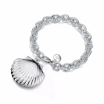 Charms Fashion Factory Price 925 Sterling Silver Chunky Chain Bracelet Shell Shape Photo Locket Bracelets Elegant Fine Jewelry
Charms Fashion Factory Price 925 Sterling Silver Chunky Chain Bracelet Shell Shape Photo Locket Bracelets Elegant Fine Jewelry