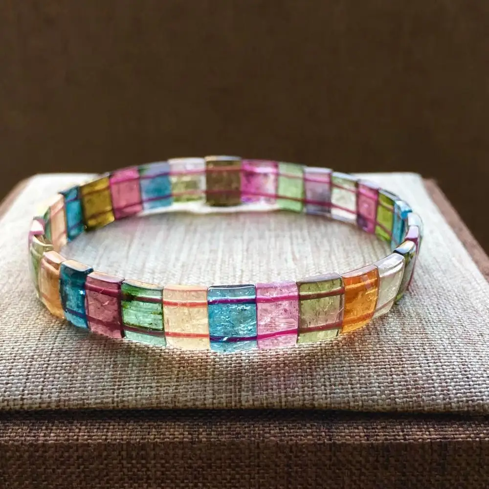Genuine Natural Colorful Tourmaline Gemstone Clear Beads Bracelets Women Female Stretch Crystal Rectangle Bead Bangle AAAAA
Genuine Natural Colorful Tourmaline Gemstone Clear Beads Bracelets Women Female Stretch Crystal Rectangle Bead Bangle AAAAA
