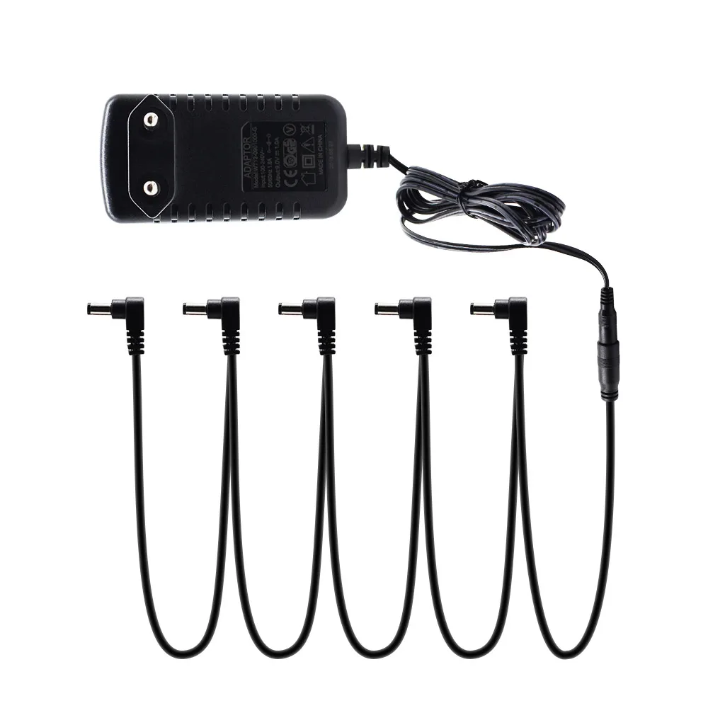9V DC 1A Power Adapter w/h 5-Way Right-Angle Plug Daisy Chain Power Cable for Guitar Pedal and Other 9V Electronic Device QAC-01
9V DC 1A Power Adapter w/h 5-Way Right-Angle Plug Daisy Chain Power Cable for Guitar Pedal and Other 9V Electronic Device QAC-01