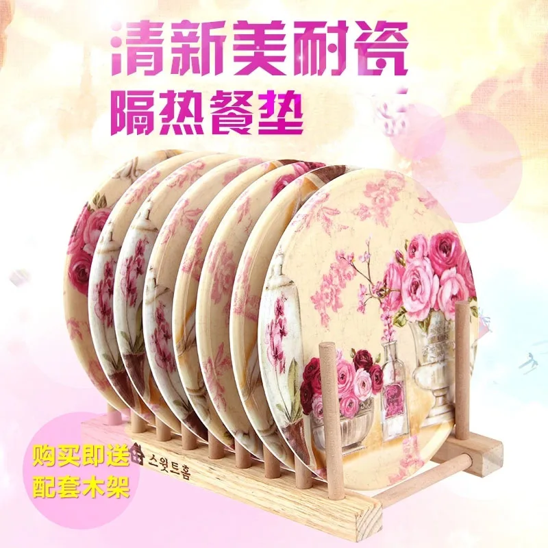 Loading porcelain melamine box insulation mat 8 pot holder heat insulation pad melamine porcelain plates pad dining table