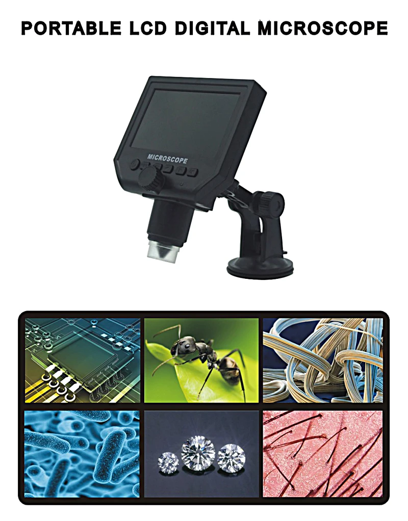 Portable USB Digital Electronic Microscope Camera 1- 600X 3..6MP With 4.3" HD OLED Screen Magnification VGA 8 LED Continuous
Portable USB Digital Electronic Microscope Camera 1- 600X 3..6MP With 4.3" HD OLED Screen Magnification VGA 8 LED Continuous