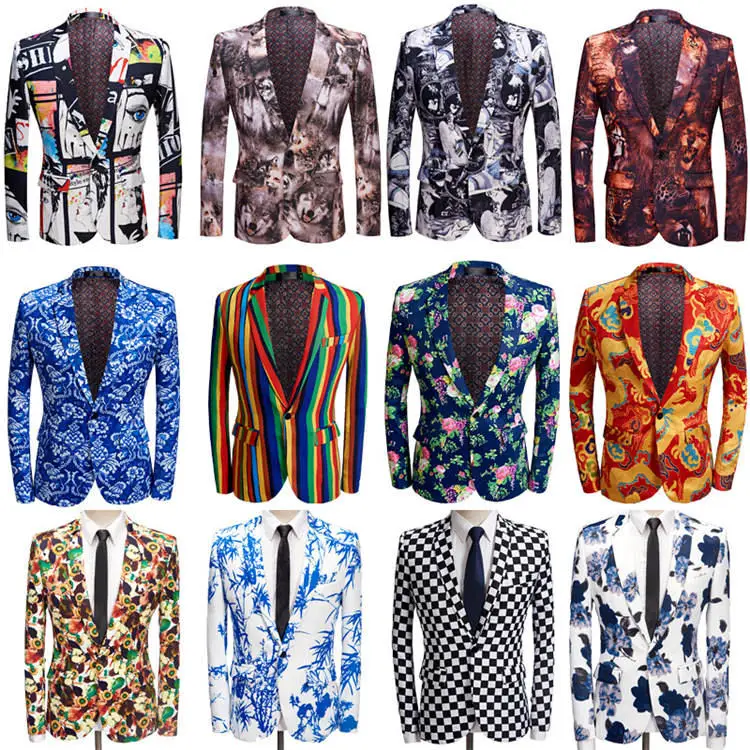 European and American style large size men's printed Blazers jacket casual top spring and autumn one button
European and American style large size men's printed Blazers jacket casual top spring and autumn one button