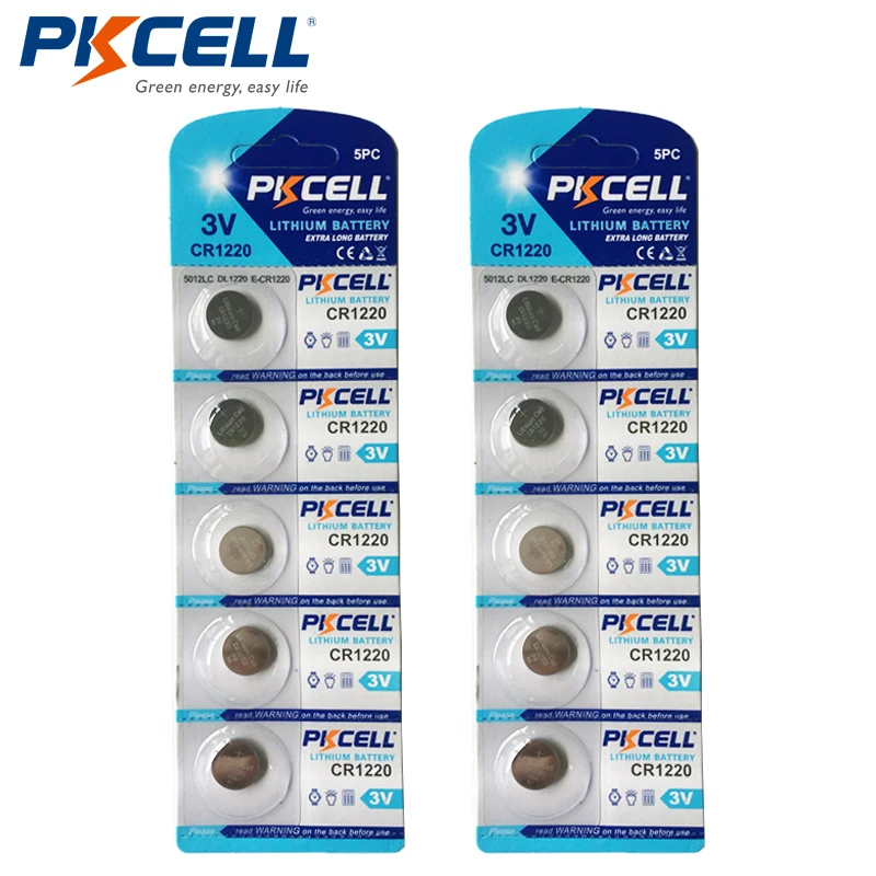 10Pcs/2Pack PKCELL 3V Lithium CR1220 DL1220 ECR1220 Button Coin Cell Battery For Watch Toys
10Pcs/2Pack PKCELL 3V Lithium CR1220 DL1220 ECR1220 Button Coin Cell Battery For Watch Toys