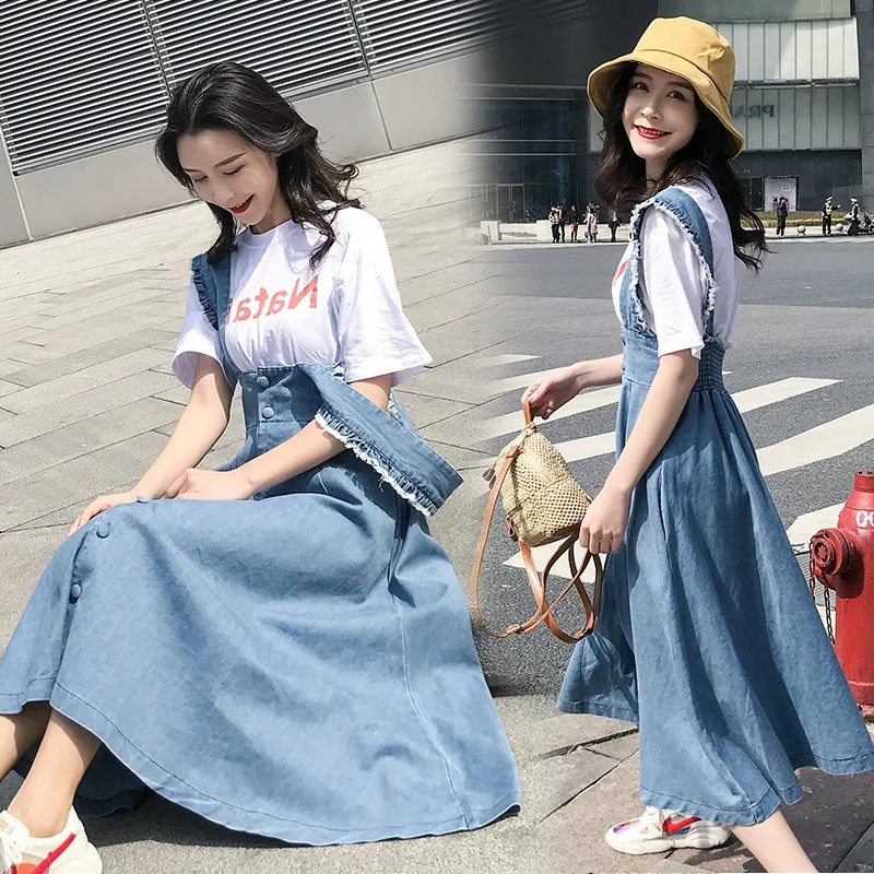 Women Denim Jeans Jupe Blue Strap Braces Suspenders Skirt Sweet Cute Preppy Style Ruffles Princess High Waist Tent A-line Skirt
Women Denim Jeans Jupe Blue Strap Braces Suspenders Skirt Sweet Cute Preppy Style Ruffles Princess High Waist Tent A-line Skirt