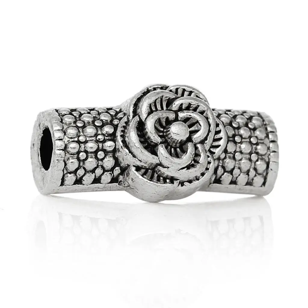 DoreenBeads Zinc metal alloy Spacer Beads Cylinder Antique Silver Flower Pattern About 15mm x 7mm ,Hole:Approx 2.2mm,4 Pieces
DoreenBeads Zinc metal alloy Spacer Beads Cylinder Antique Silver Flower Pattern About 15mm x 7mm ,Hole:Approx 2.2mm,4 Pieces