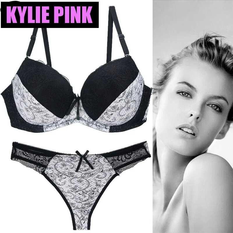 

KYLIE PINK Women Bra Panties Sets Lace Push Up Bras Lingerie Underwear For Ladies Plus Size Summer Bust