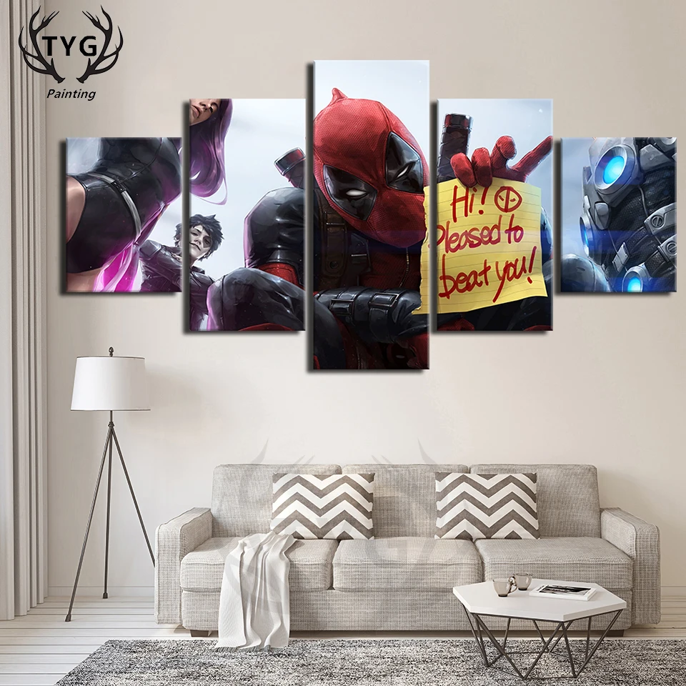 Home Decoration Modular 5 Pieces Marvel Deadpool Artwork Poster Canvas Painting For Living Room Framework Canvas Art Picture TYG
Home Decoration Modular 5 Pieces Marvel Deadpool Artwork Poster Canvas Painting For Living Room Framework Canvas Art Picture TYG