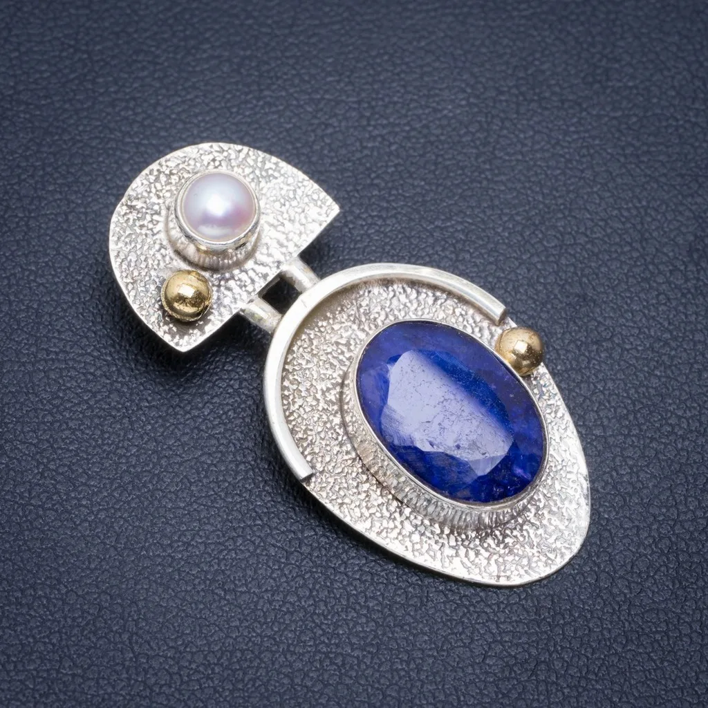 Natural Two Tones Sapphire and River Pearl Handmade Unique 925 Sterling Silver Pendant 1.5" A1900
Natural Two Tones Sapphire and River Pearl Handmade Unique 925 Sterling Silver Pendant 1.5" A1900