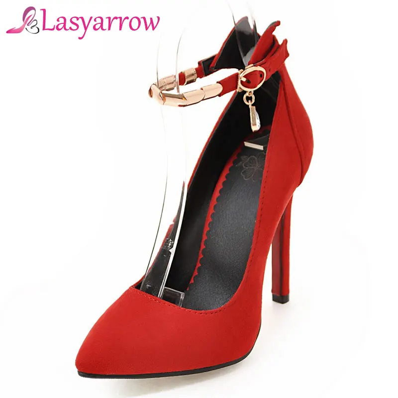 Lasyarrow Ankle Strap Pumps Wedding Shoes Women Point Toe Red Black 11CM Thin Heels Stilettos Shoes Woman Large Size 32-48 RM483
Lasyarrow Ankle Strap Pumps Wedding Shoes Women Point Toe Red Black 11CM Thin Heels Stilettos Shoes Woman Large Size 32-48 RM483