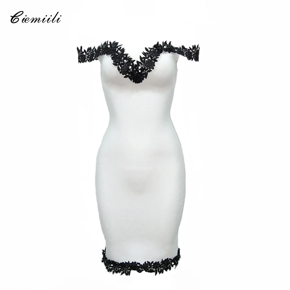CIEMIILI 2018 New Summer Woman Bandage Dress Solid Off Shoulder Elegant Lace Sexy V Neck Nightclub Celebrity Party Bodycon Dress
CIEMIILI 2018 New Summer Woman Bandage Dress Solid Off Shoulder Elegant Lace Sexy V Neck Nightclub Celebrity Party Bodycon Dress