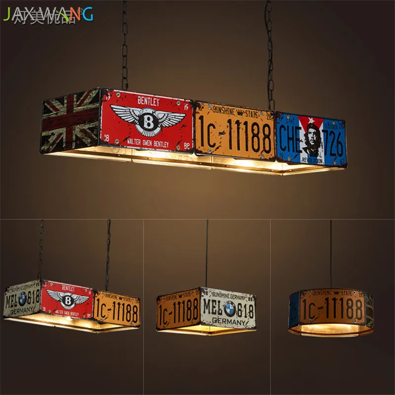 Retro Dining Bar Loft Iron pendant lights Industrial modern license plate lamp personality Creative design for Coffee Shop Cafe
Retro Dining Bar Loft Iron pendant lights Industrial modern license plate lamp personality Creative design for Coffee Shop Cafe