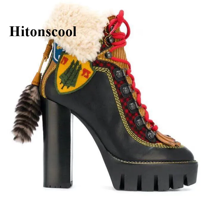 Winter New Sexy Chunky high heel Platform Ankle Boots Women Wool Fur Leather lace up Snow Boots Women Motorcycle Boots 41
Winter New Sexy Chunky high heel Platform Ankle Boots Women Wool Fur Leather lace up Snow Boots Women Motorcycle Boots 41