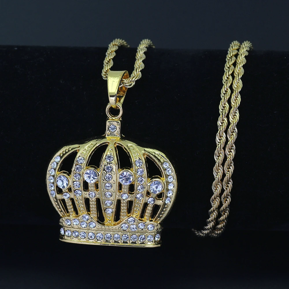 Hip Hop King Crown Pendants Necklace Iced Out Rhinestone women Necklace 24inch Rope Chain N579
Hip Hop King Crown Pendants Necklace Iced Out Rhinestone women Necklace 24inch Rope Chain N579
